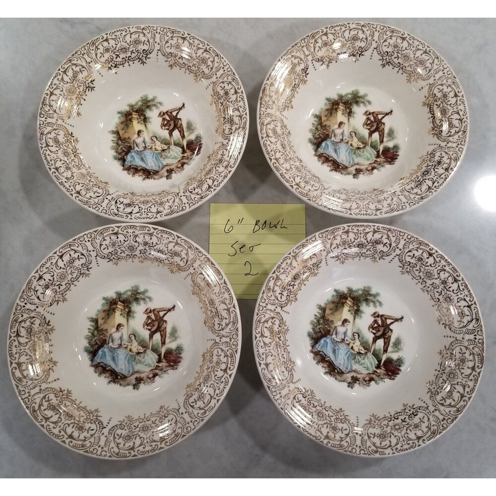 American Limoges 6" cereal Bowls Triumph China d’Or – 22K – Set of 4 vtg
